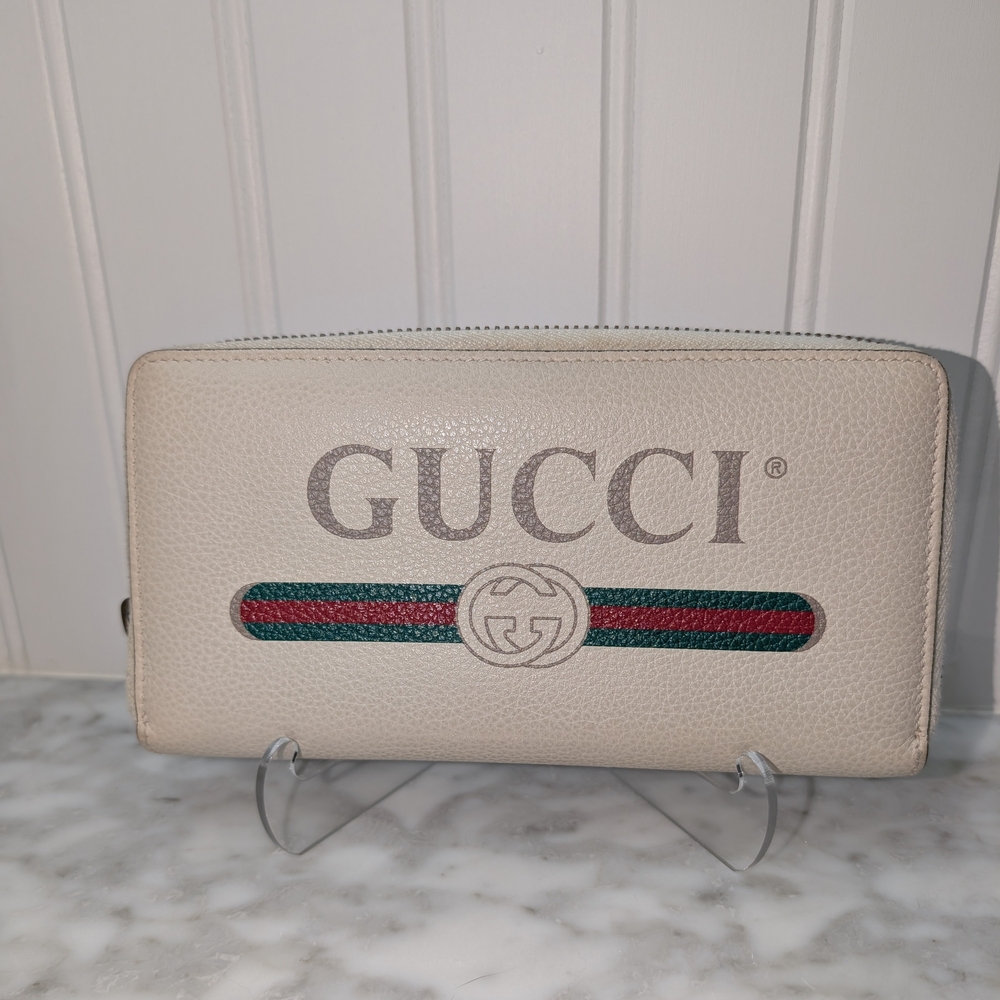 Gucci Cream Vintage Leather Zip Wallet with Interlocking GG - Picture 2 of 11